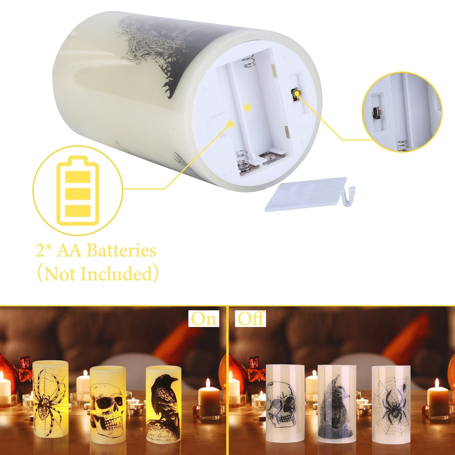 3-Pack: Halloween Battery Operated Flameless Candle Lamp with Timer Setting Sale Explore