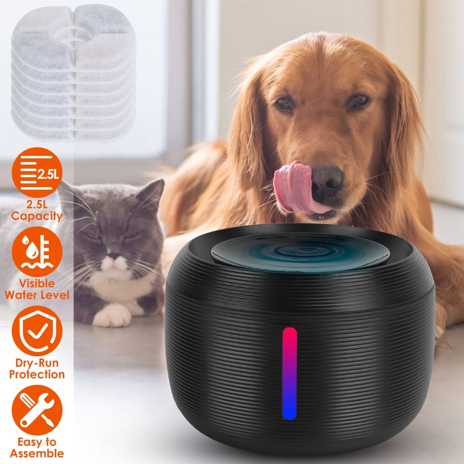 Smart Pet Drinking Fountain with LED Light 7-Pack Replaceable Water Filters Free Shipping Release Dates