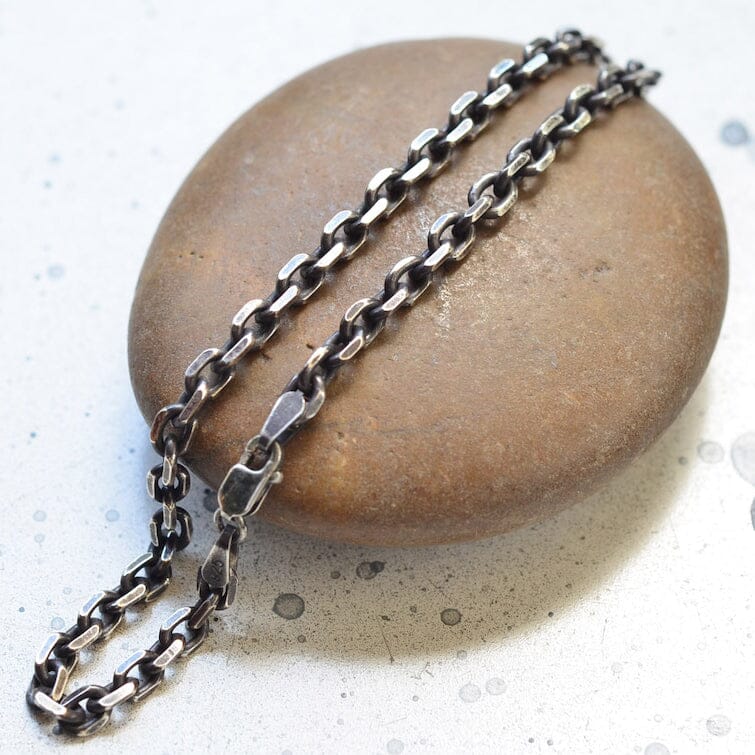 925 Sterling Silver Anchor Forzentina Link Necklace 3.5mm Oxidized Finish Clearance Best Pices