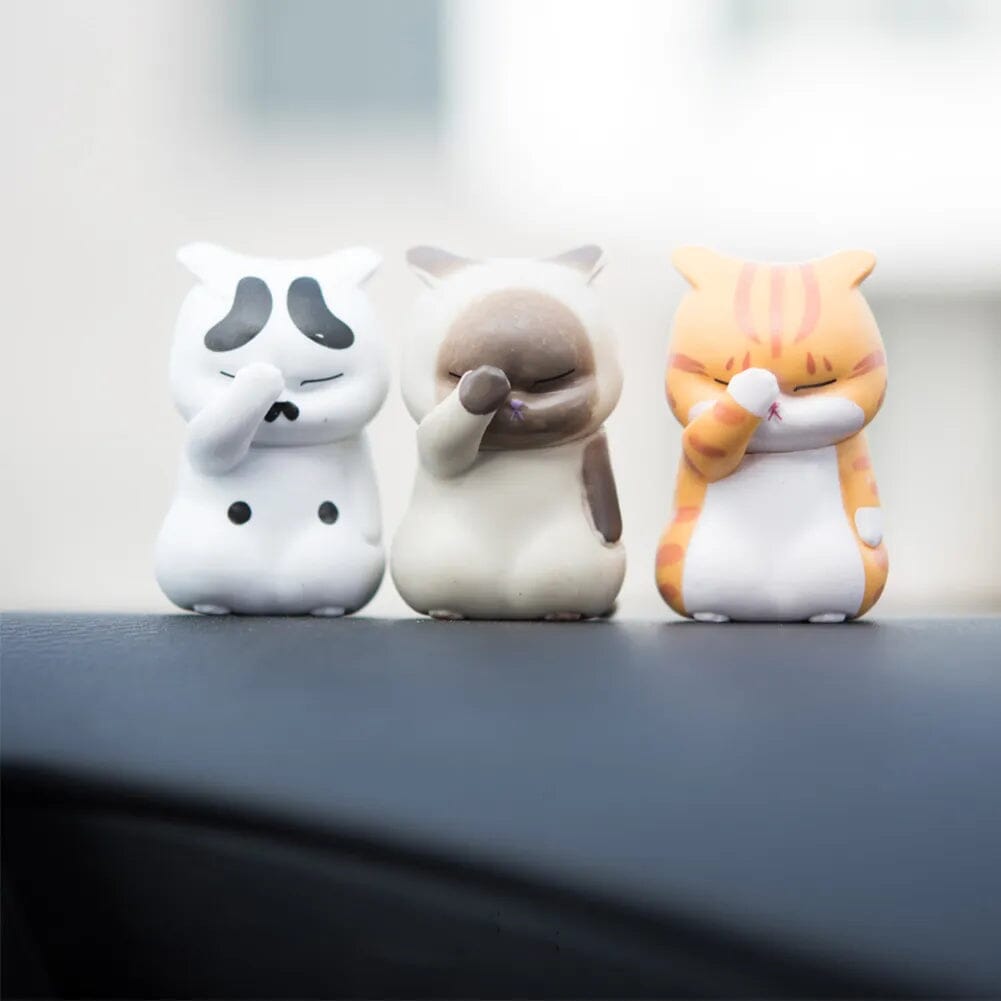 3-Pack: Cute Cat Figurines Miniature Cartoon Animal Decor For Sale Top Quality