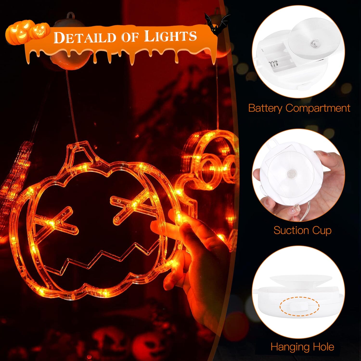 3-Pack: Halloween Window Light with Suction Cup Hanging Holes Clearance Manchester Great Sale