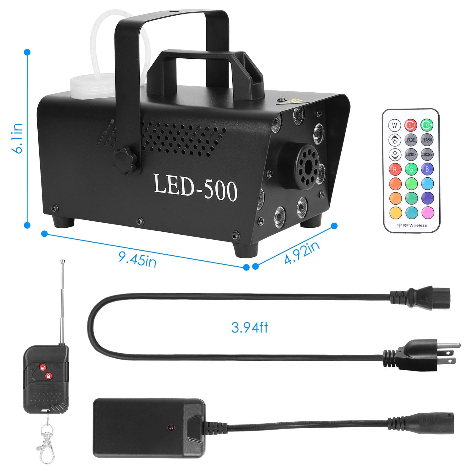 500W Fog Machine 2000CFM Colorful Smoke Machine with 8-Pieces LEDs 5 Lighting Effects 3-Level Brightness Clearance How Much