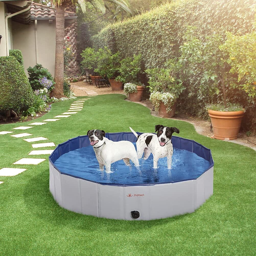 PUPTECK Foldable Dog Swimming Pool - Portable Pet Bathing Tub Leakproof (Gray) Manchester Cheap Pice