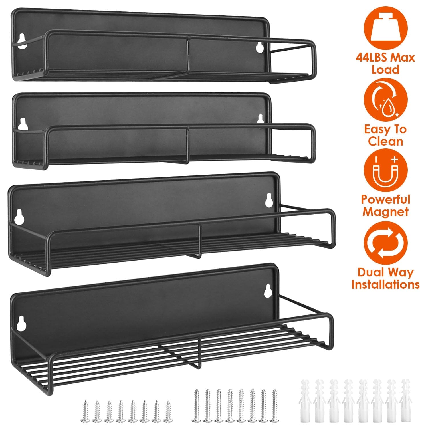 4-Piece: Strong Magnetic Spice Rack Organizer Outlet Choice