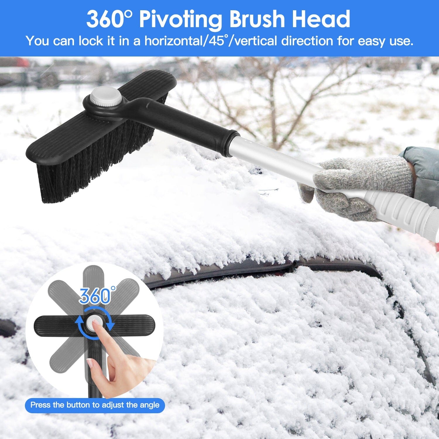 2-in-1 Automobile Snow Shovel Frost Removal with 360∞ Pivoting Brush Head Cheap Sale Choice