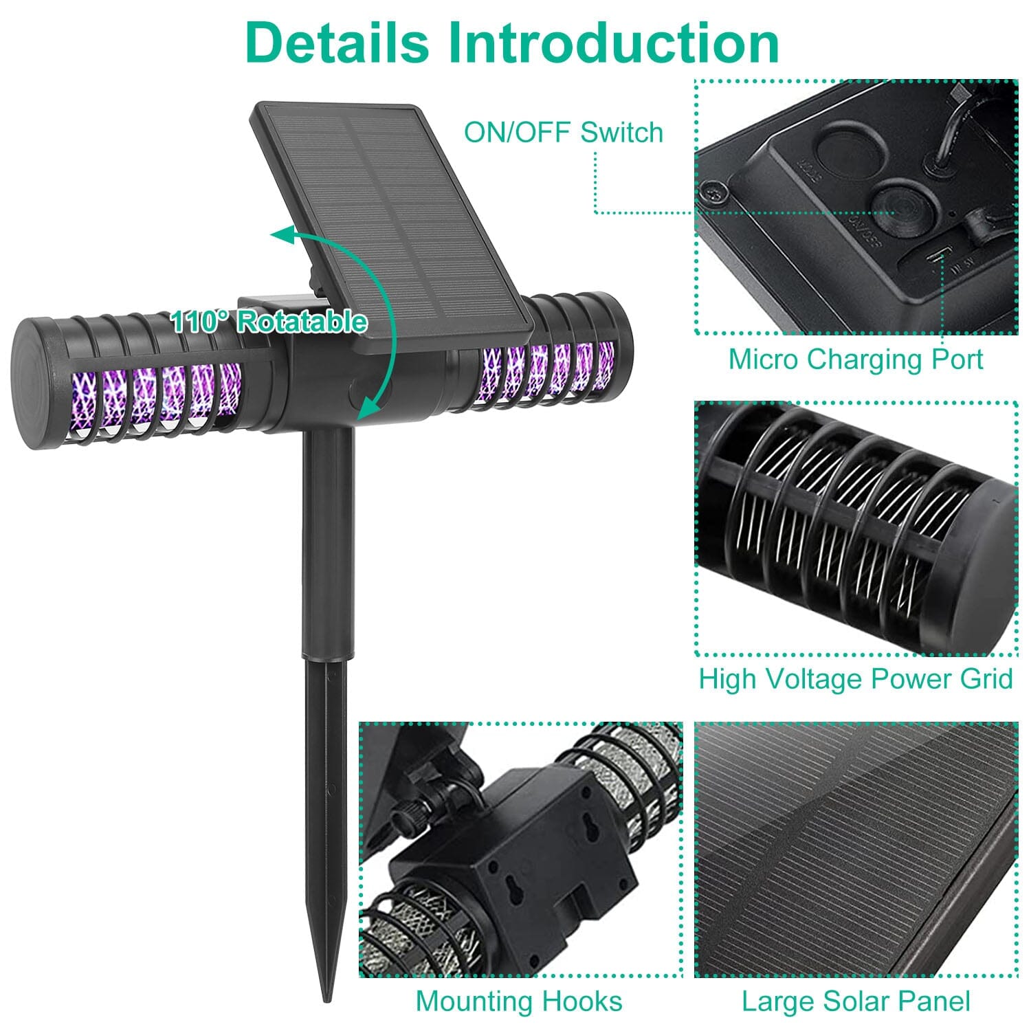 Solar Powered Bug Zapper LED Mosquito Killer Lamp Clearance Footlocker Finishline