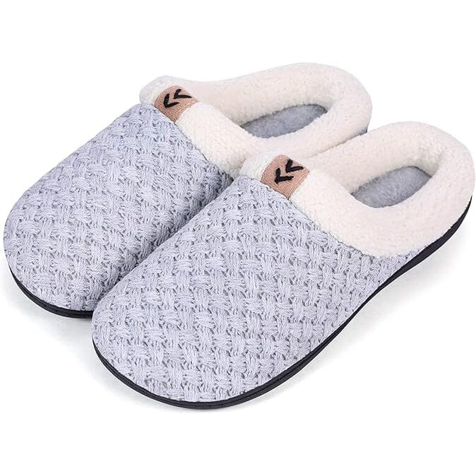 Roxoni Women's Slippers Cozy Fleece Warm Clog Knit Winter Ladies House Shoe Non-Slip Free Shipping New Styles