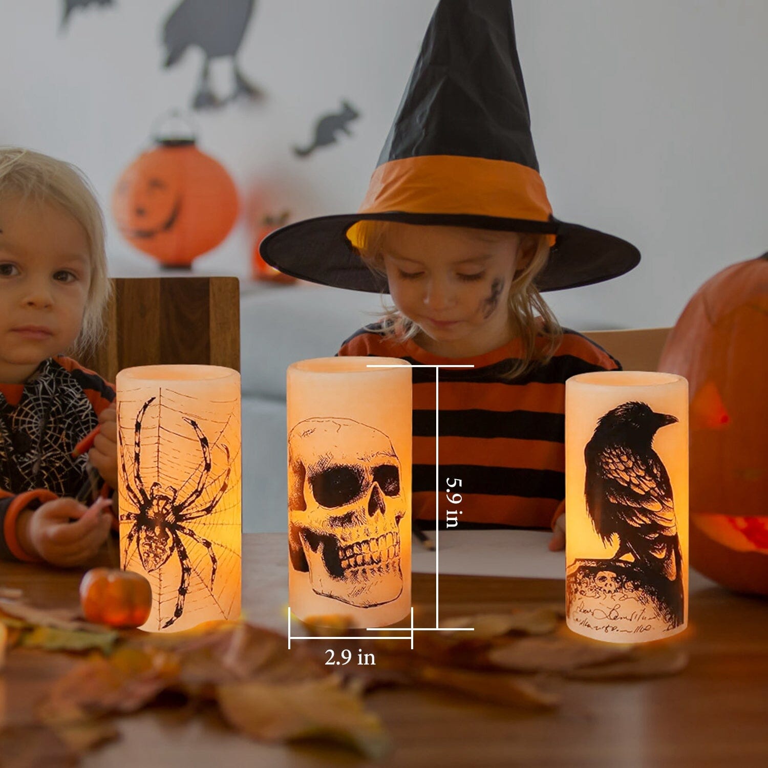 3-Pack: Halloween Battery Operated Flameless Candle Lamp with Timer Setting Sale Explore