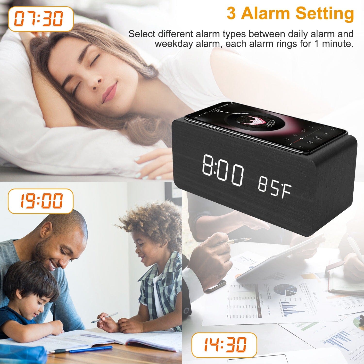 Qi Wireless Charger Digital Alarm Clock Sale Wholesale Pice