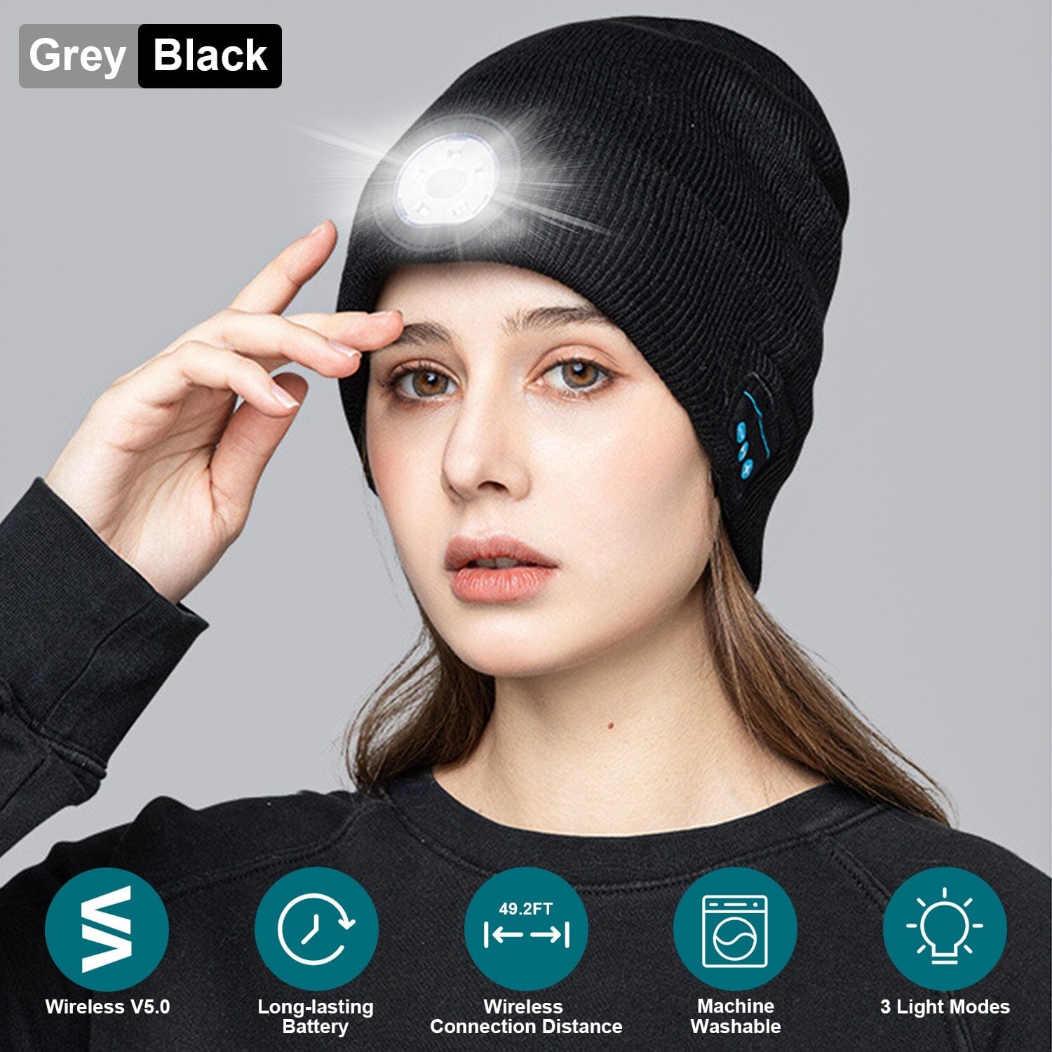 5.0 Wireless Beanie Hat with 3 Lighting Modes On Hot Sale