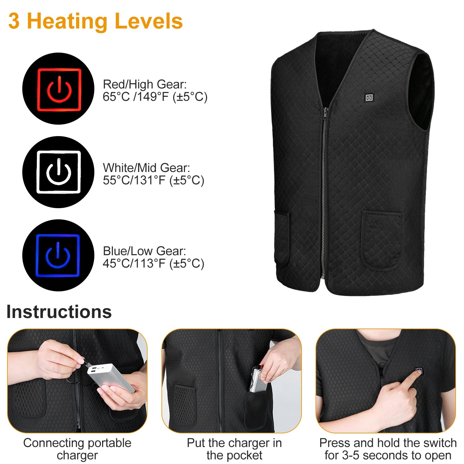 Heat Jacket Vest with 3 Adjustable Temperatures Sale Cheap Pices