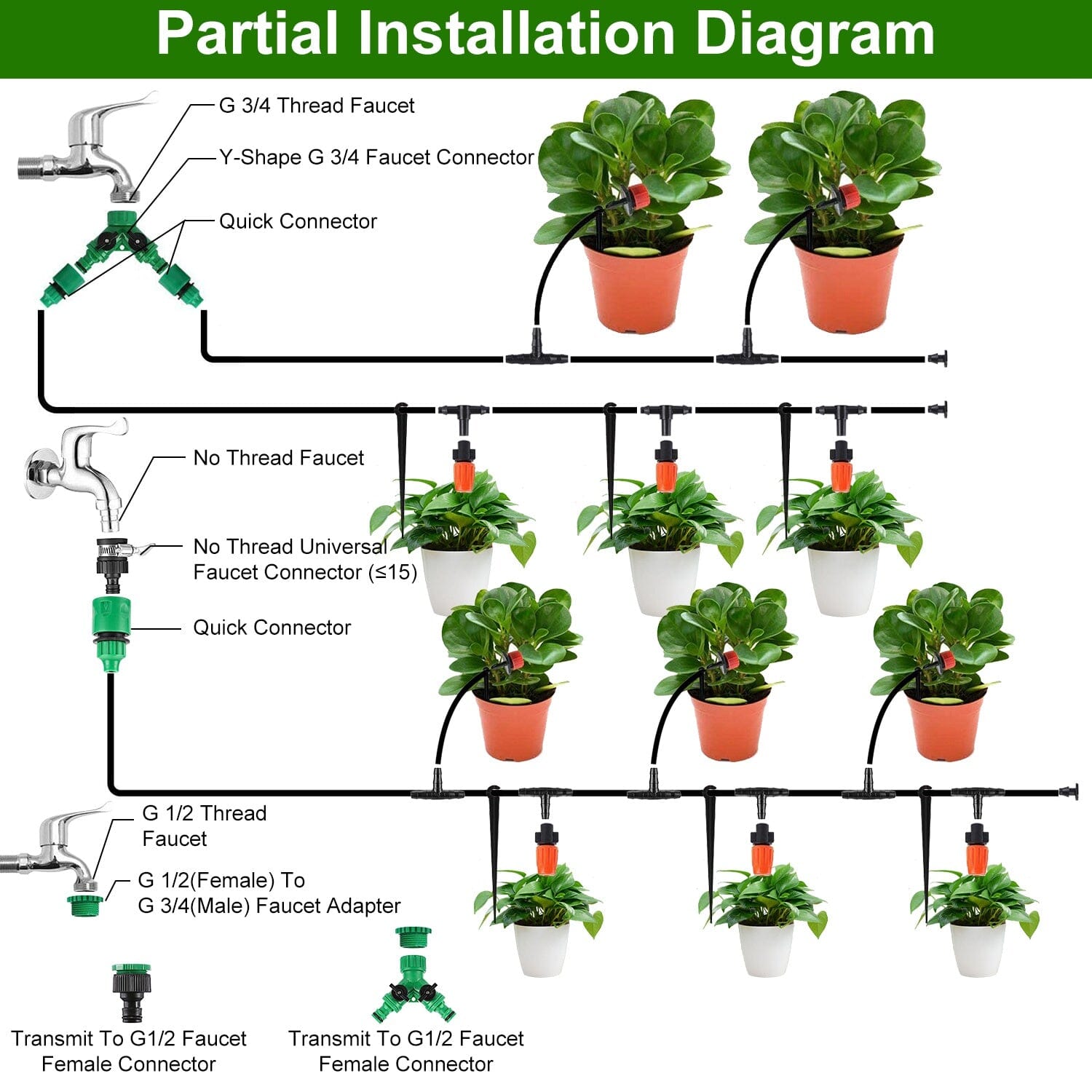 164FT Drip Irrigation Kit Automatic Garden Irrigation System Discount Purchase