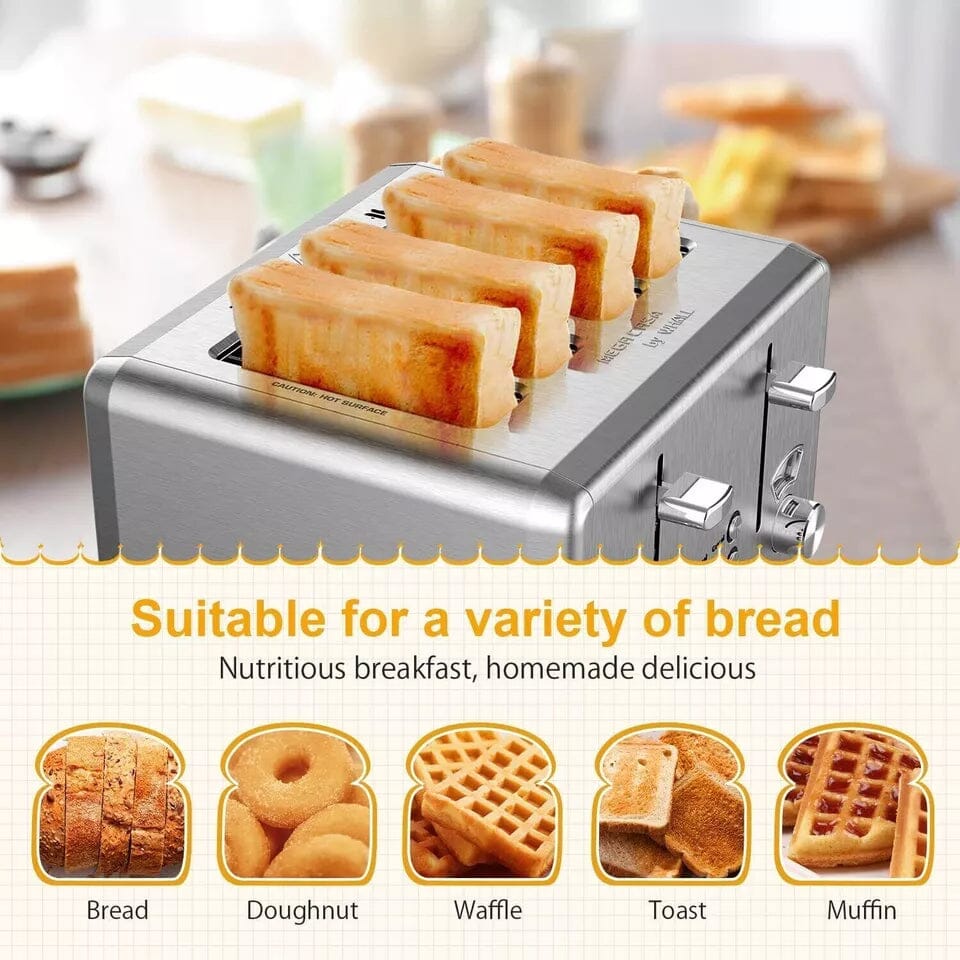 Whall KST023GU 4 Slice Toaster Whall Stainless Steel Toaster 1500W Shipping Outlet Store Online