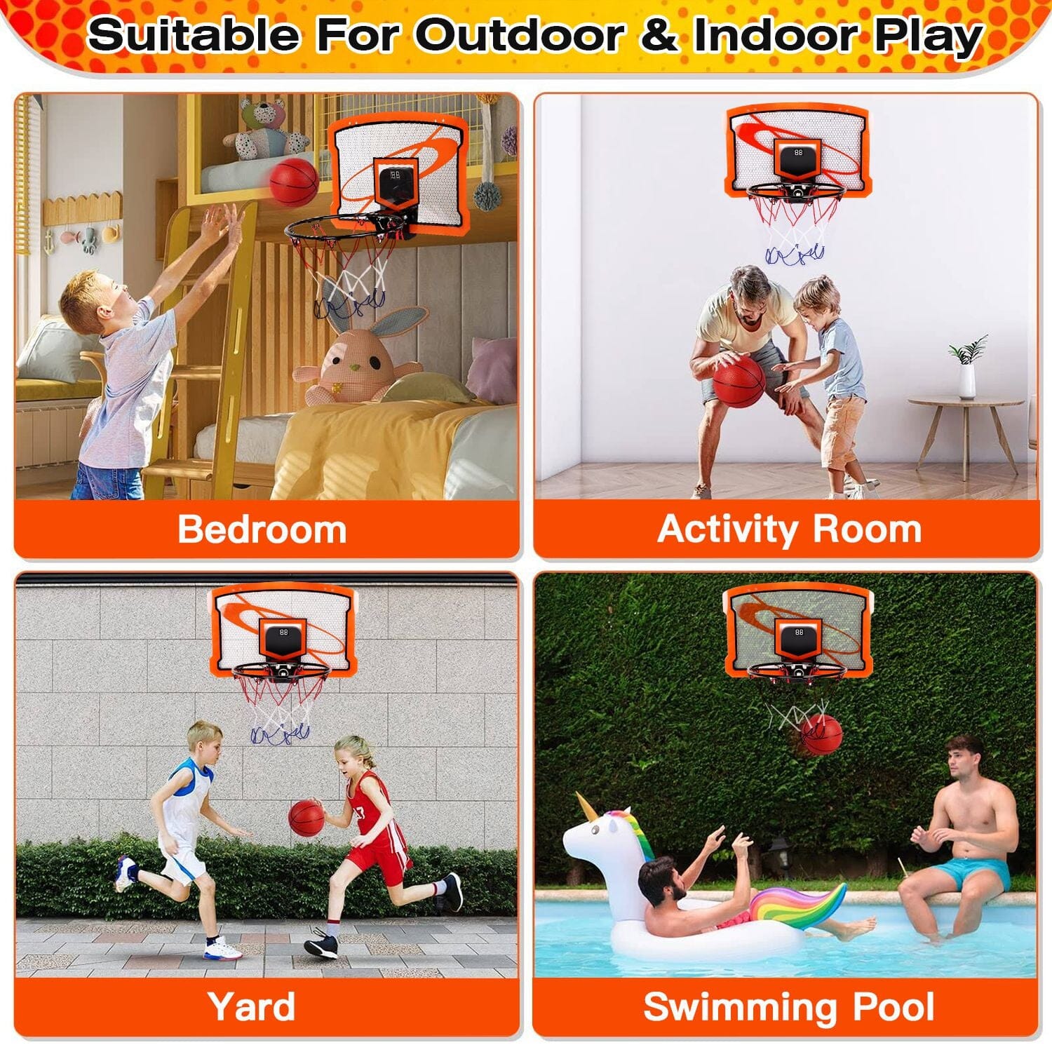 Indoor Mini Basketball Hoop Set with 4 Inflatable Balls Electric Audio Scorer For Cheap Online