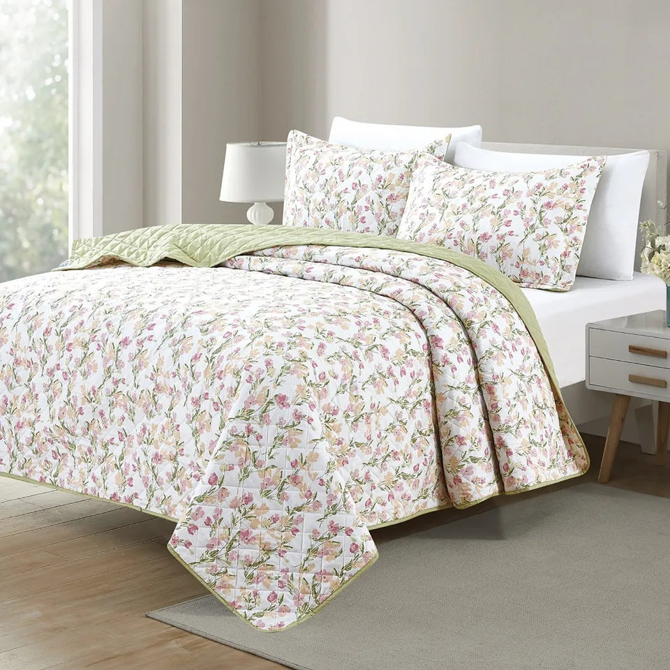 3-Piece Set: Bibb Home Printed Reversible Quilt Set Outlet For Nice