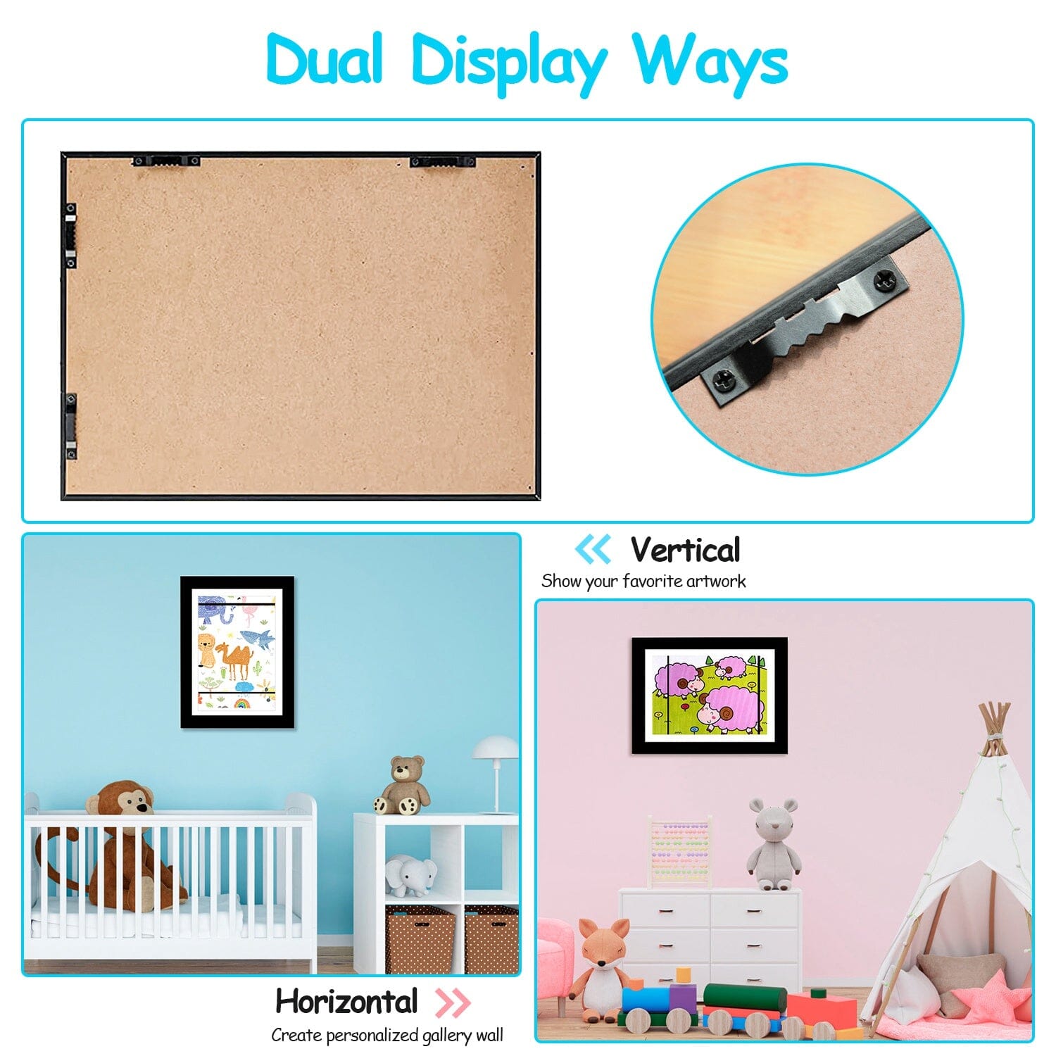 2-Piece: Kids Art Frame Front Opening Wooden Picture Frame Low Cost For Sale