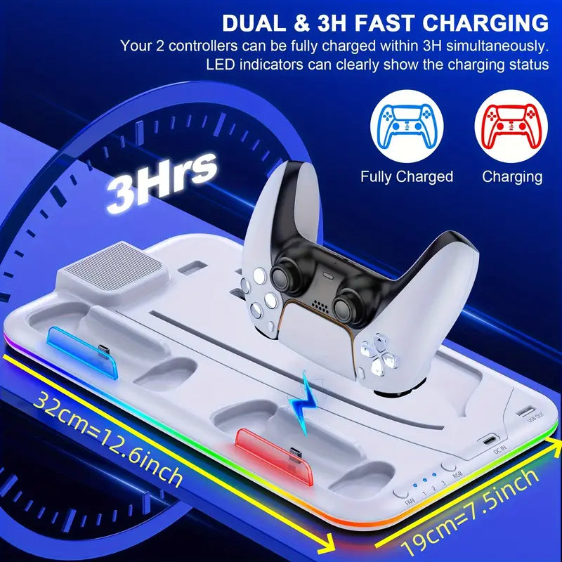 PS5 Cooling Stand with 3-Speed Adjustable Fan, RGB Lights, and Compact Design for PS5 Slim, Digital Discount Popular