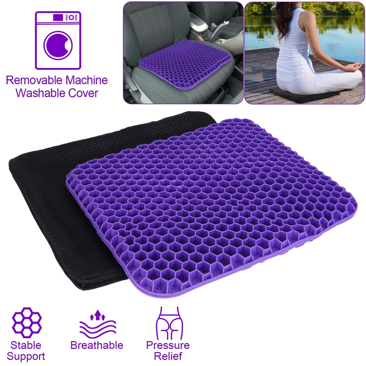 Gel Seat Cushion Non-Slip Breathable Honeycomb Sitting Cushion Pressure Pad Clearance Original