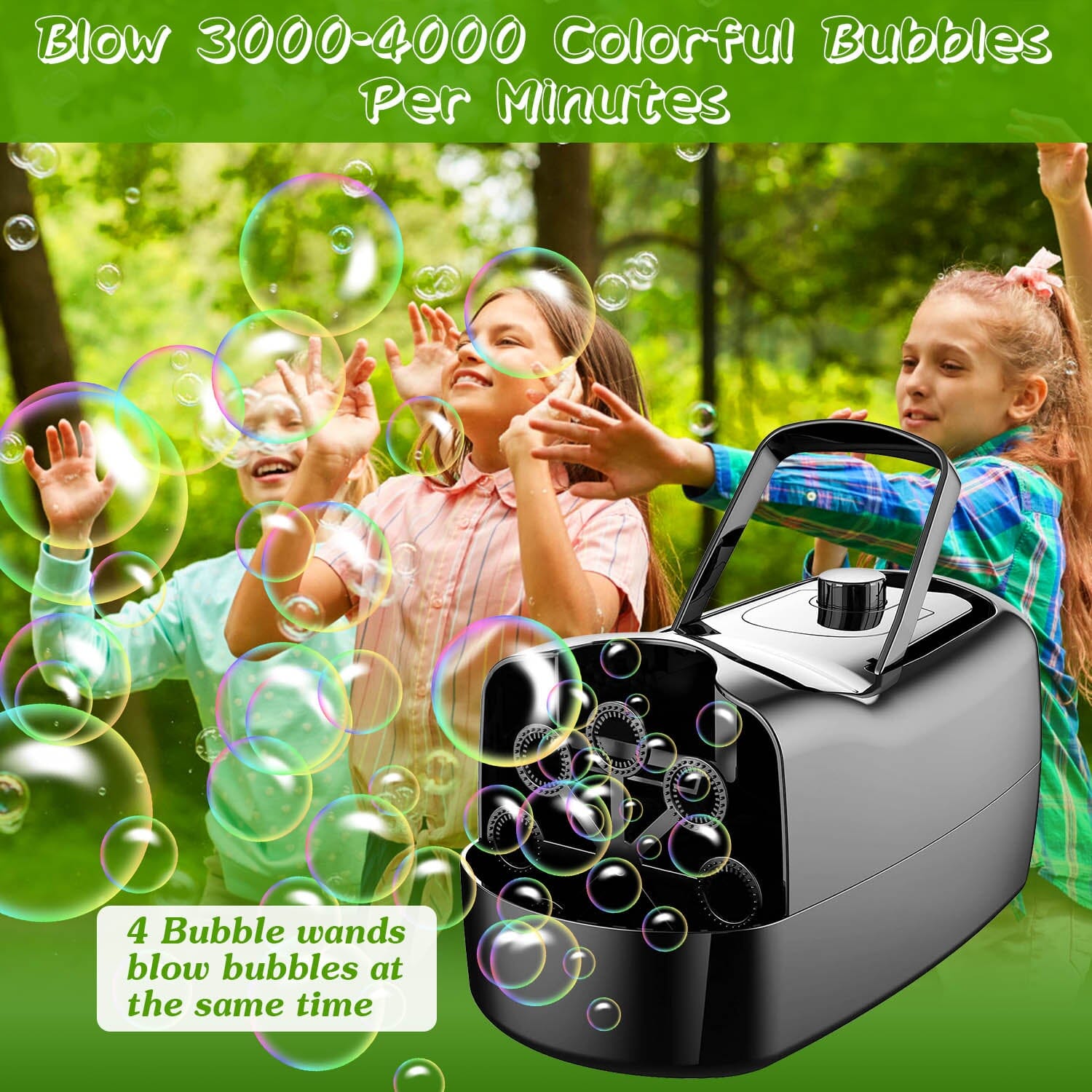 Portable Bubble Blowing Machine  with 2 Speeds Handle 3000-4000 Bubbles Per Minute Plug-In Battery Powered Cheap Pice Store