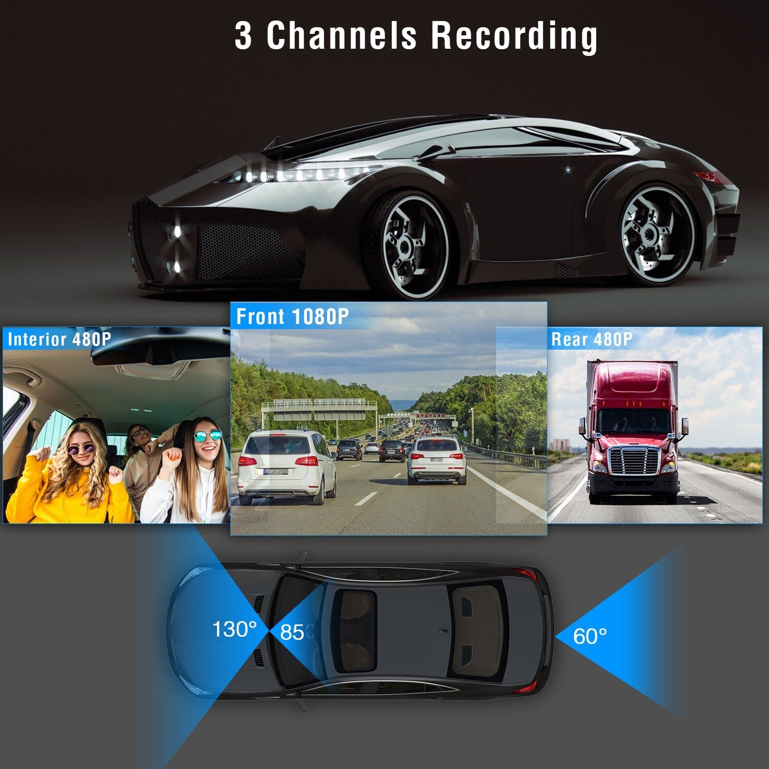 3 Channel Car DVR Dash Cam Video Recorder Tumblr Cheap Online