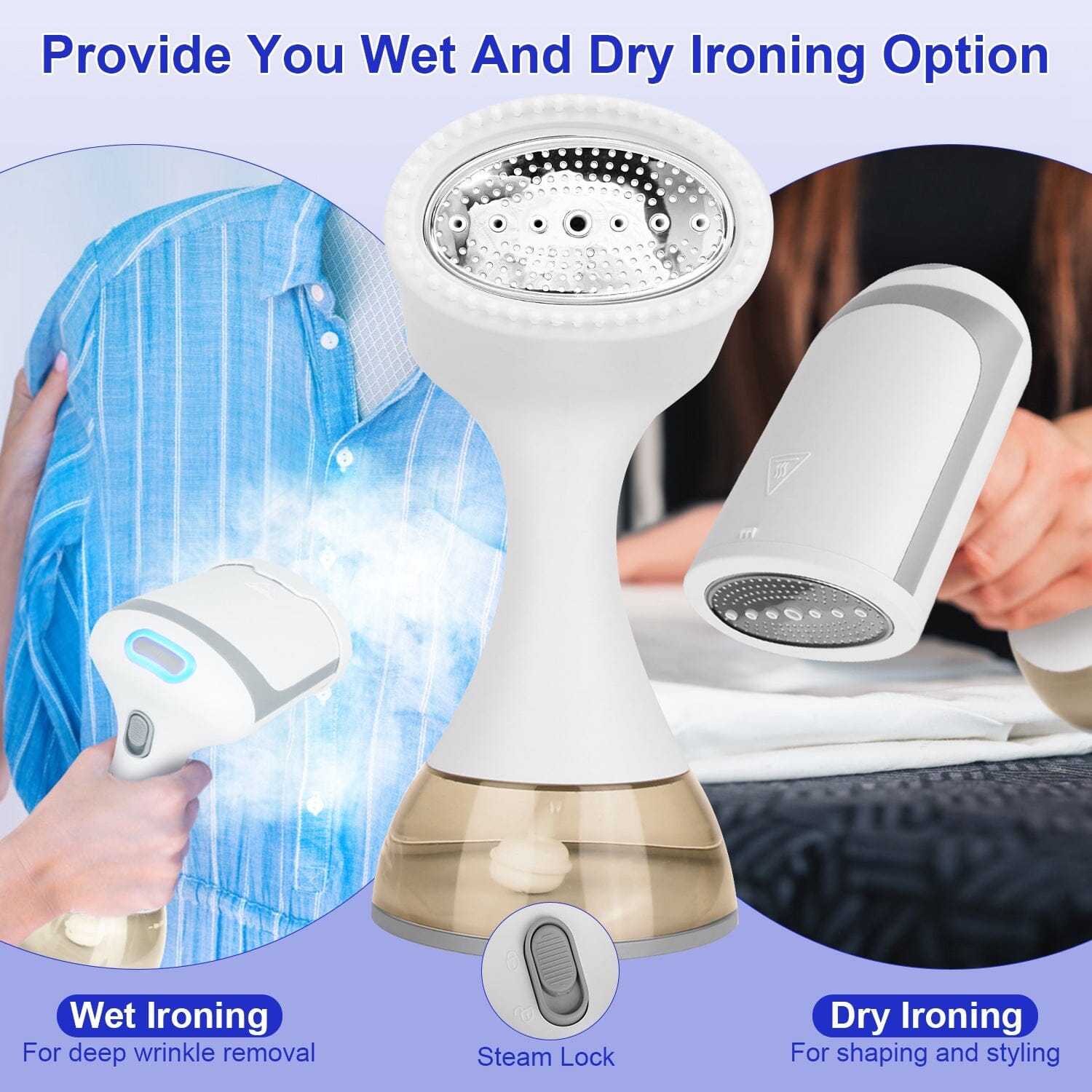 1500W Garment Steamer Portable Handheld Fabric Steamer with Lint Brush Removable 350ml Water Tank Marketable For Sale