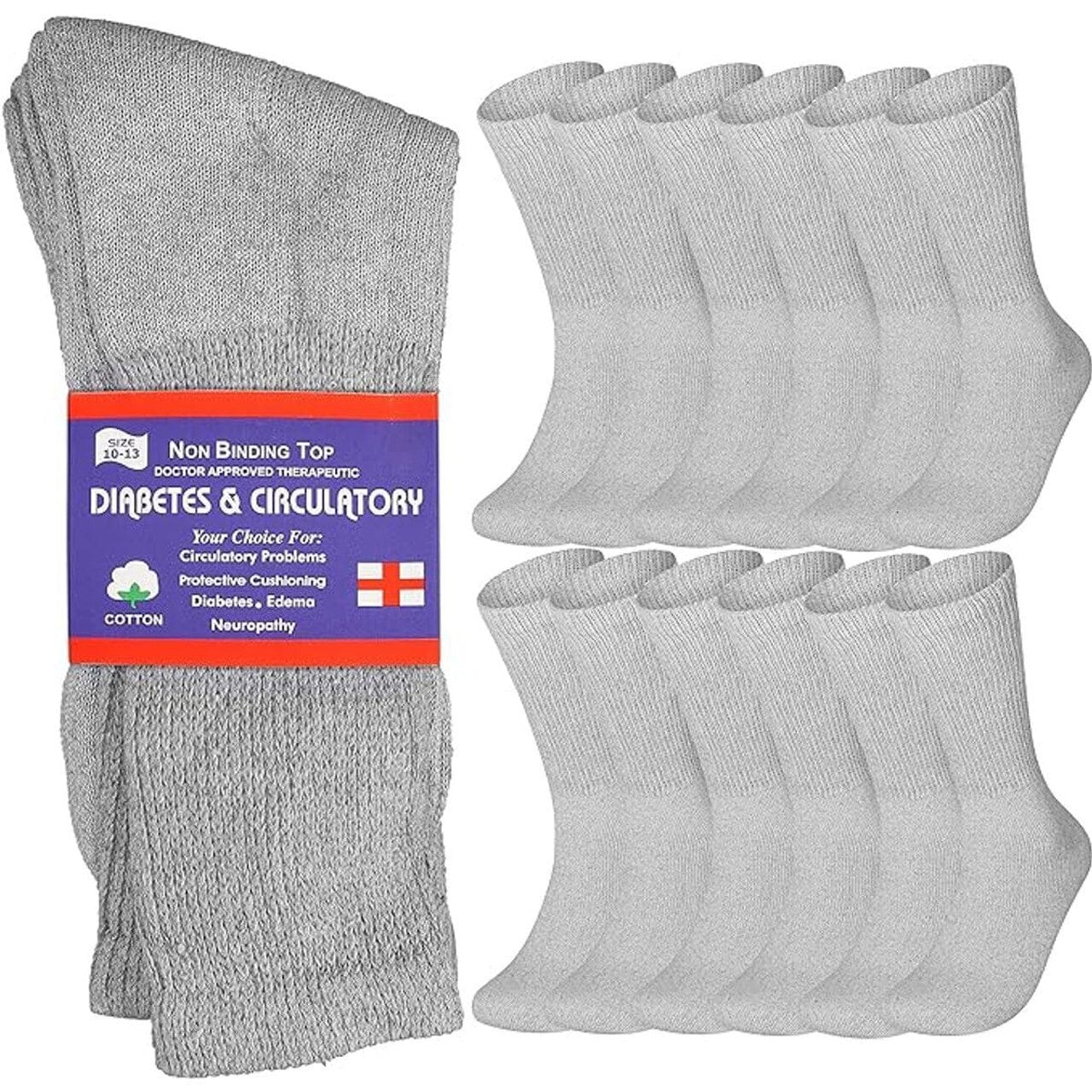 12-Pairs: Cotton Non-Binding Diabetic and Circulatory Crew Socks 2025 Cheap Online