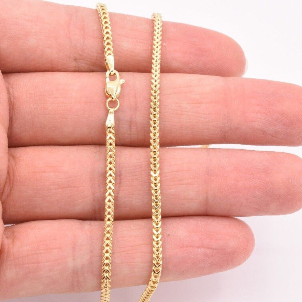 10K Yellow Gold 2MM Wheat Franco Box Chain Pendant Necklace Free Shipping Shop For