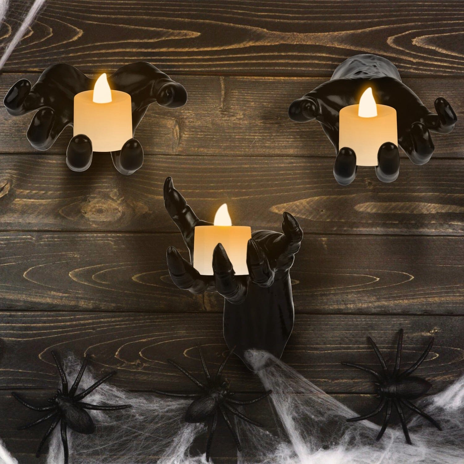 3-Pieces: Creepy Reaching Hands with Lighted Candles Wall Mounted Outlet Big Discount