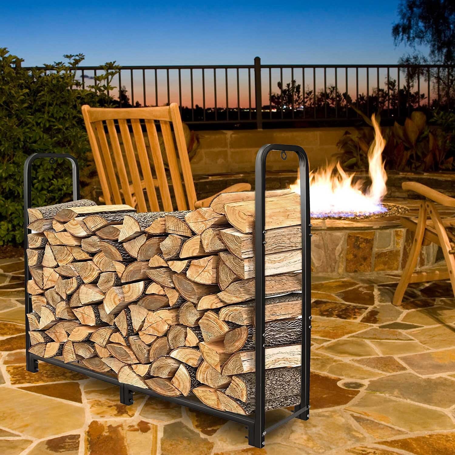 Firewood Log Rack 2500lbs Iron Storage Stacking Rack View