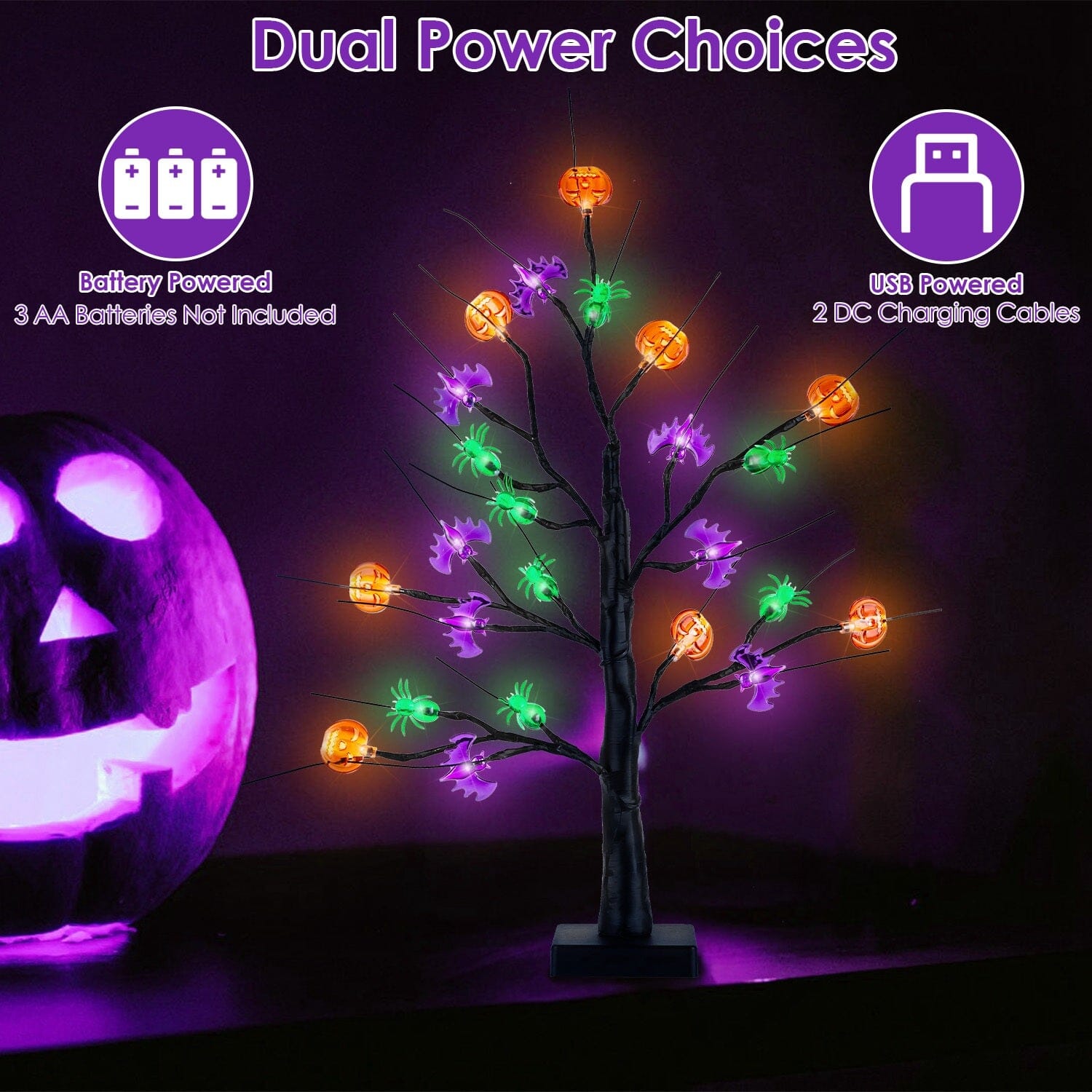 2-Pack: Lighted Halloween Trees with Timer and Adjustable Twigs Discount Nicekicks