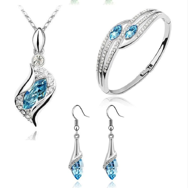 925 Sterling Silver Crystal Jewelry Set Outlet Nicekicks