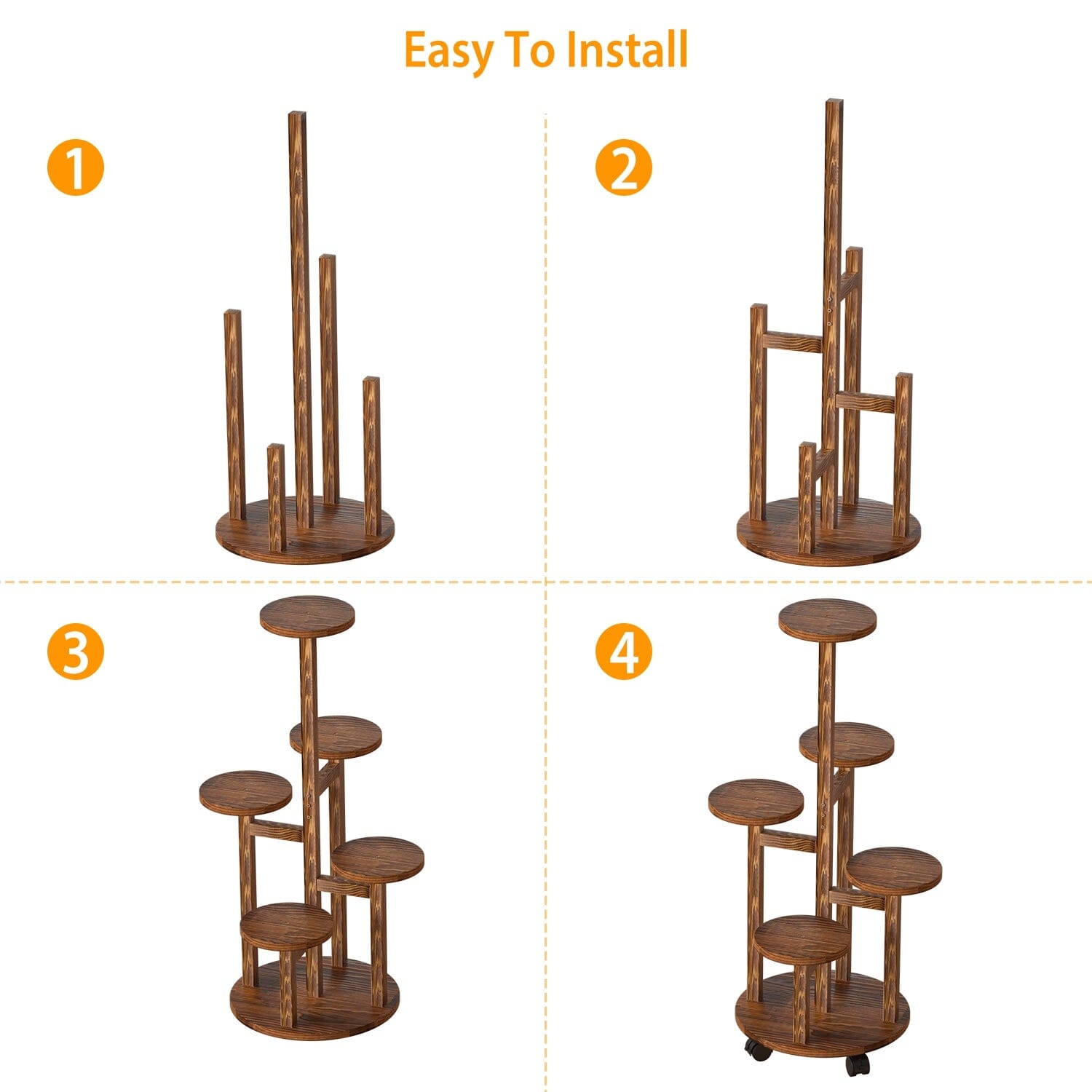 5-Tier Plant Stand with 4 Detachable Wheels Wooden Plant Pot Rolling Shelf Free Shipping Largest Supplier