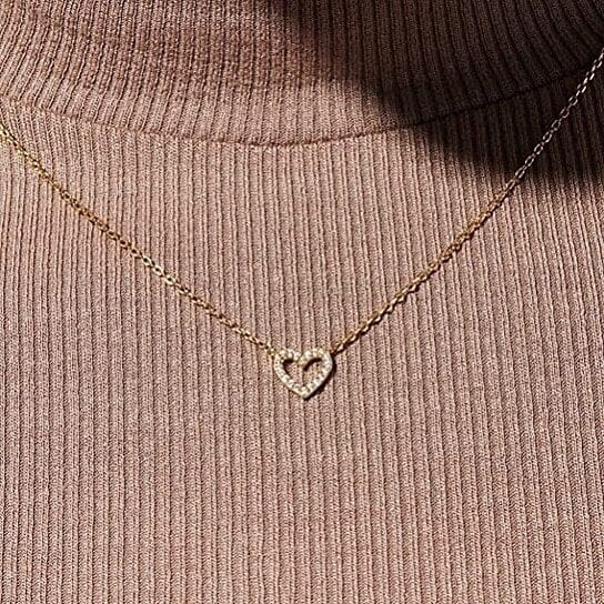 Dainty Diamond Heart Necklace Tiny Love Heart Everyday Necklace Great Deals Sale Online