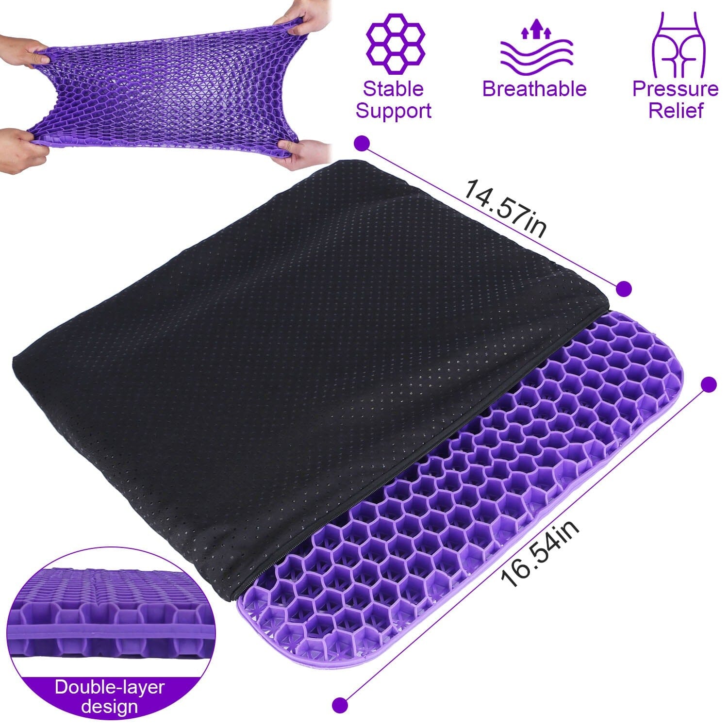 Gel Seat Cushion Non-Slip Breathable Honeycomb Sitting Cushion Pressure Pad Clearance Original