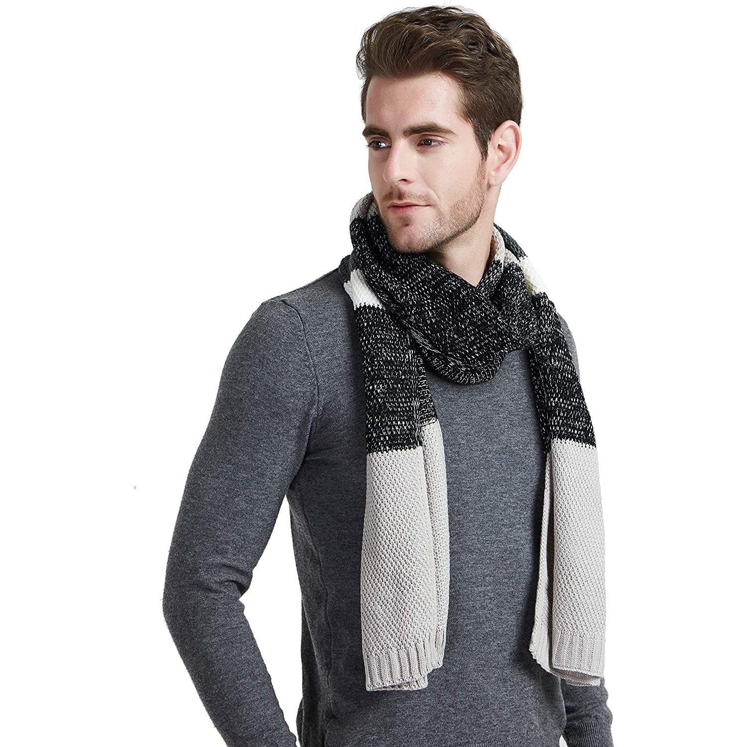 Cashmere Feel Wool Blend Long Scarf Color Block Striped Patchwork Geniue Stockist Online