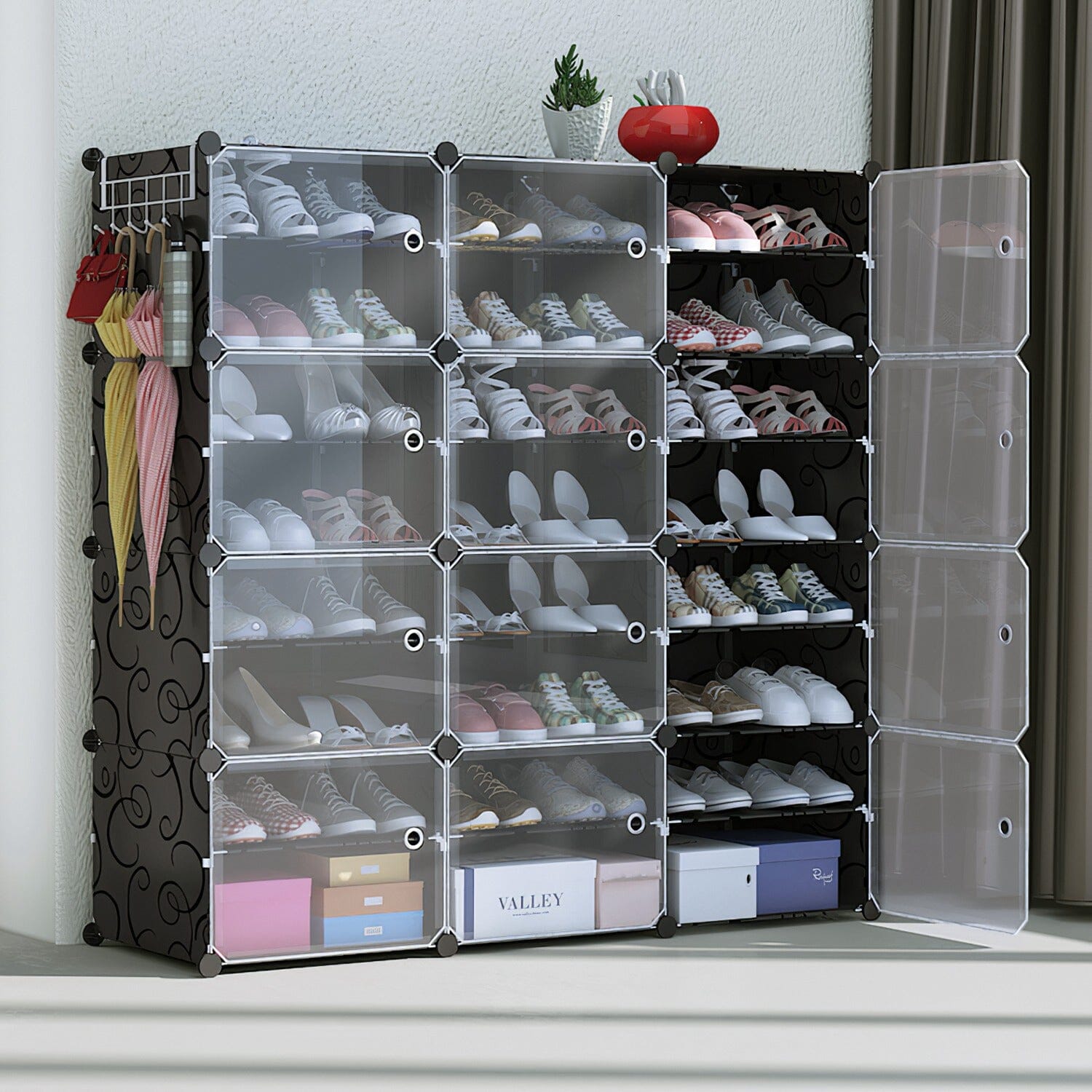 Shoe Rack Organizer with Transparent Doors Fashionable For Sale