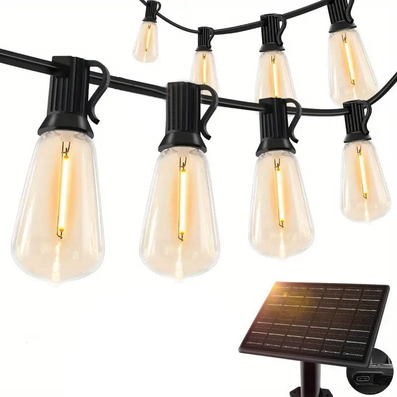 50 Ft. Solar String Outdoor Lights with Remote ST38 Vintage Edison Bulbs Cheap Sale 2025