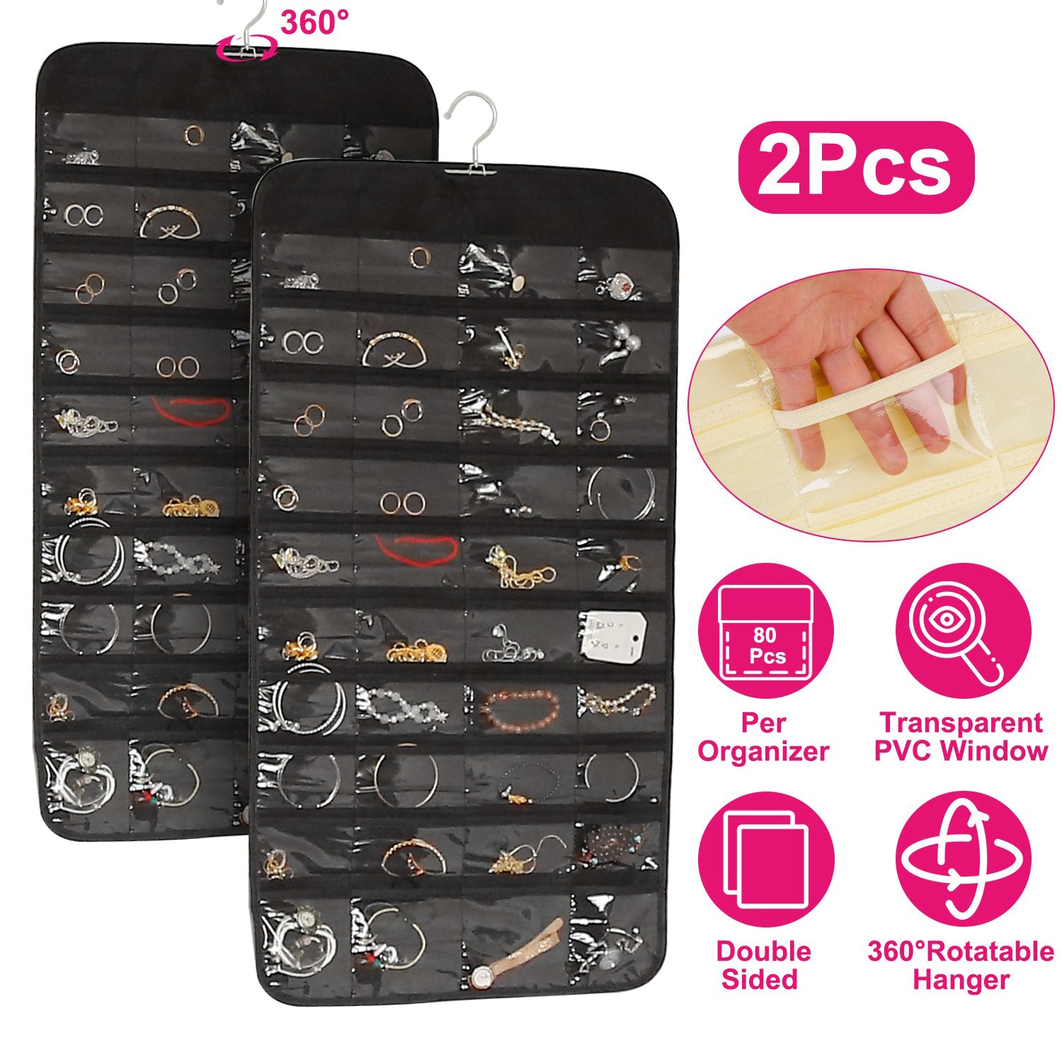 2-Piece: Hanging Jewelry Organizer Cheap