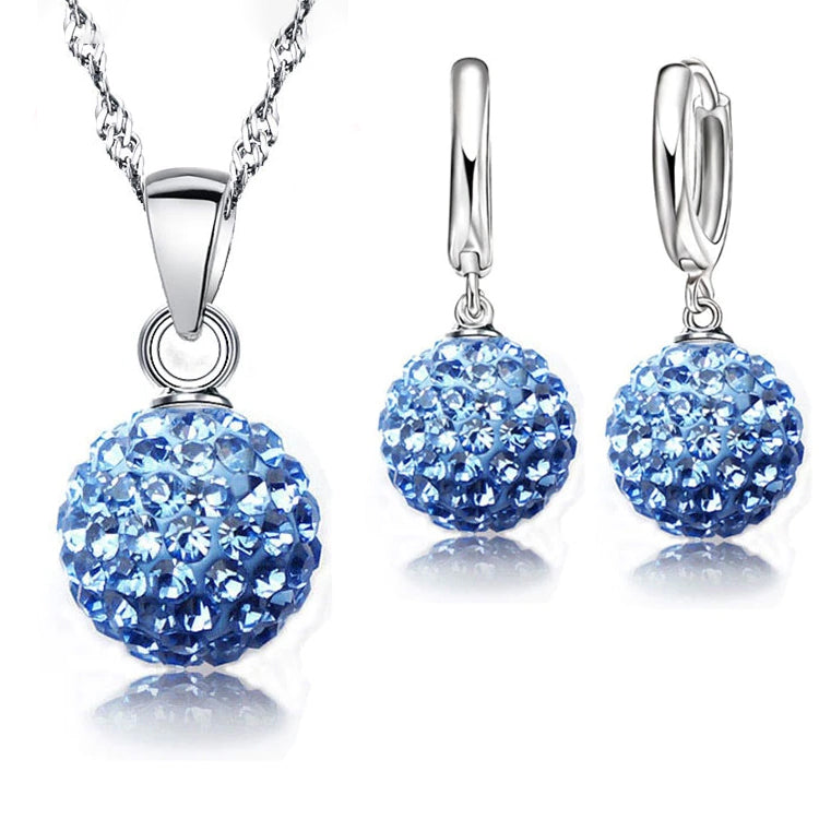 Crystalline Solid Silver Woman Jewelry Disco Ball Set Outlet Cheap Pices