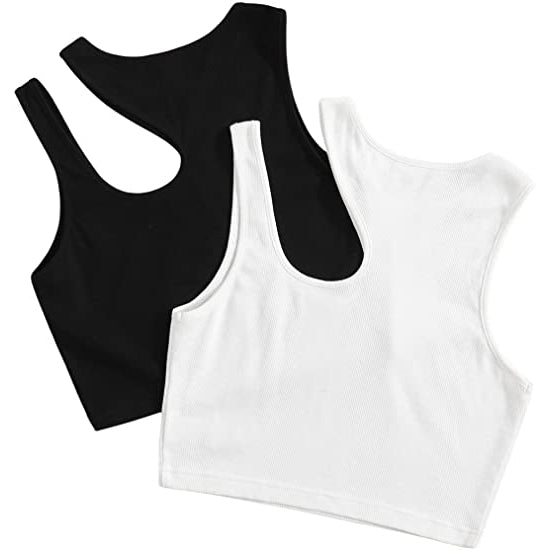 2-Pack: Women's Cropped Knit Tank Top Cheap Sale Enjoy