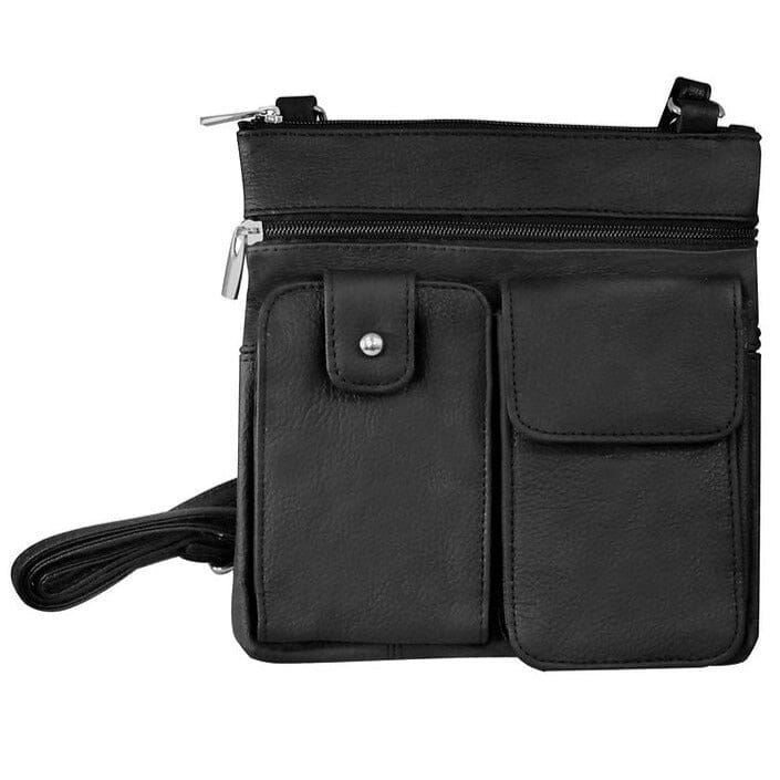 Genuine Leather Multi-Pocket Black Crossbody Purse Bag Clearance Supply