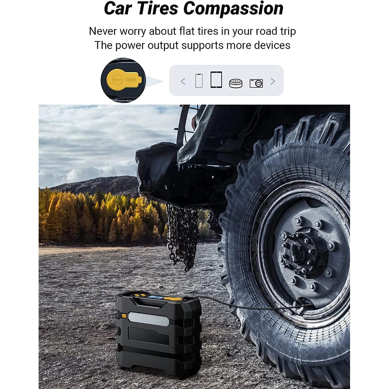 A6 Car Tire Inflator 12V DC Air Compressor Portable Multifunctional Tire Pump 3 LED Lights Low Pice Sale Online