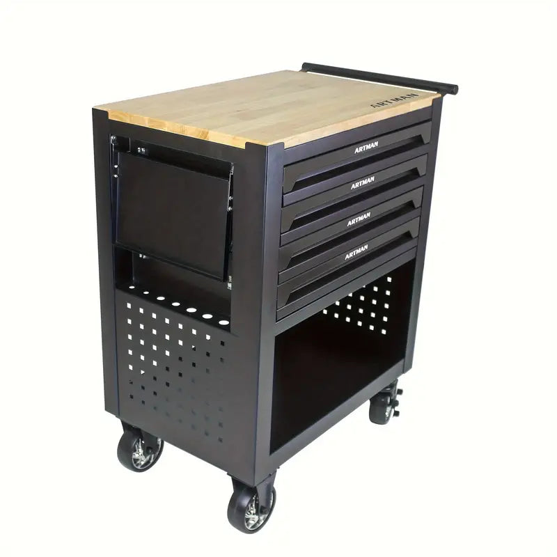 4 Drawers Multifunctional Tool Cart With Wheels And Wooden Top Cheap Real Eastbay