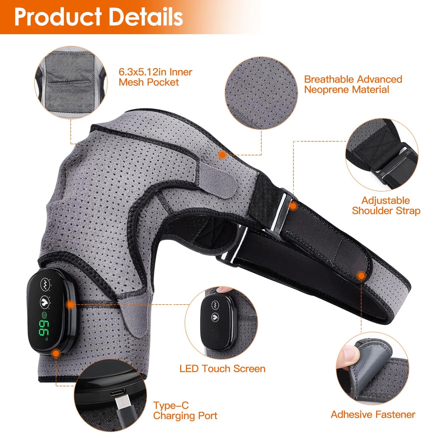 Rechargeable Heated Shoulder Wrap Massager Shoulder Brace Support with 3 Heating Levels How Much Cheap Online