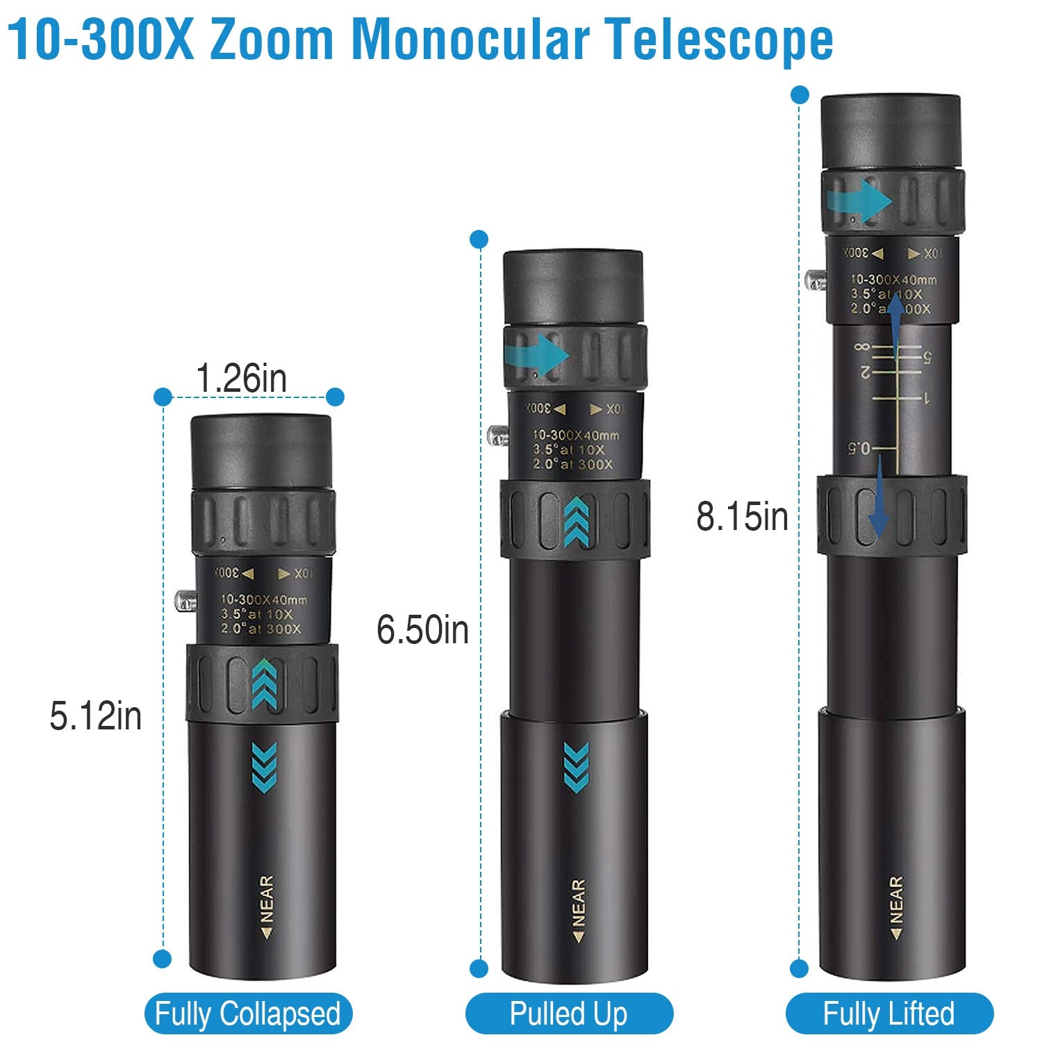 10X-300X Zoom Monocular Telescope High Definition Phone Telephoto Lens Cheap Usa Stockist