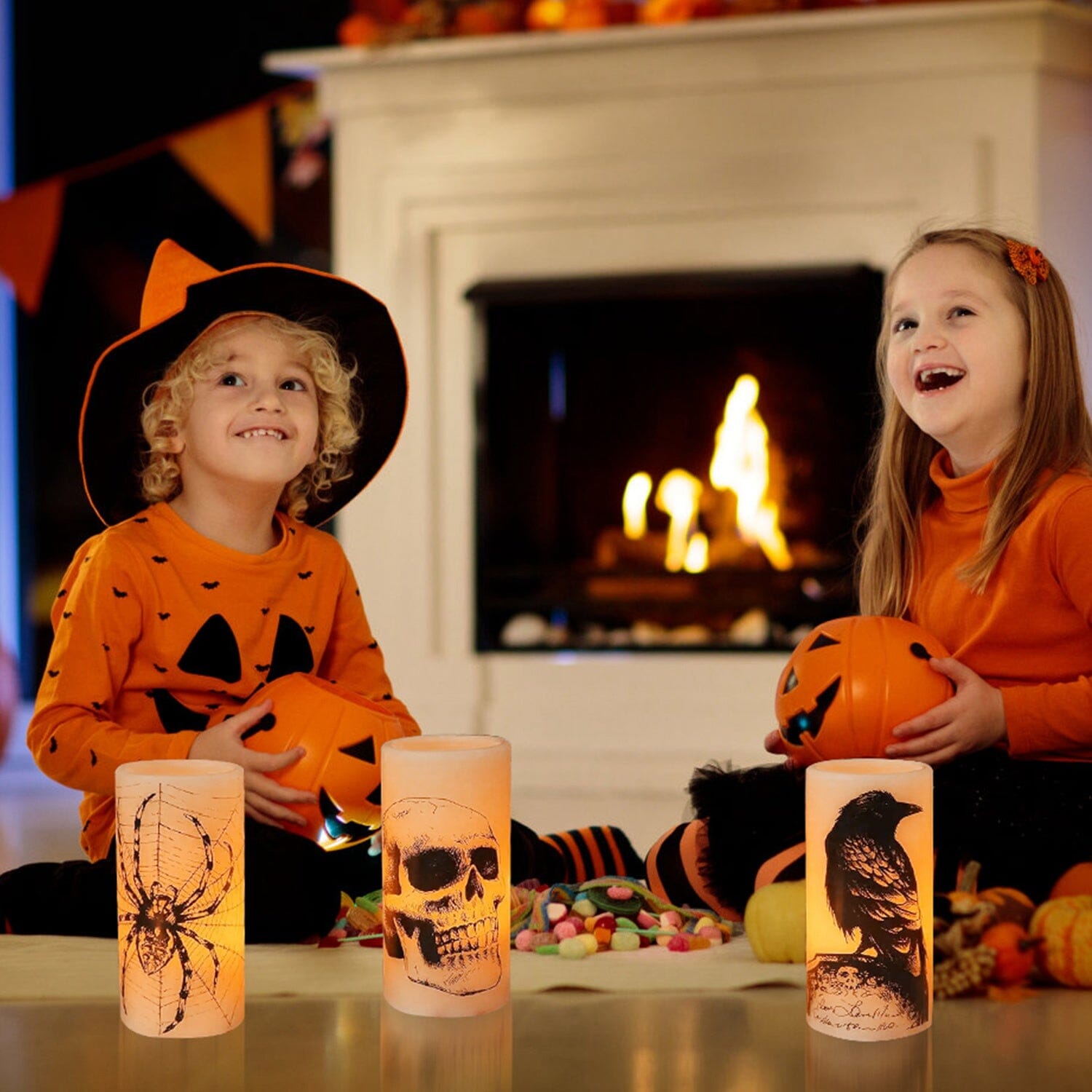 3-Pack: Halloween Battery Operated Flameless Candle Lamp with Timer Setting Sale Explore