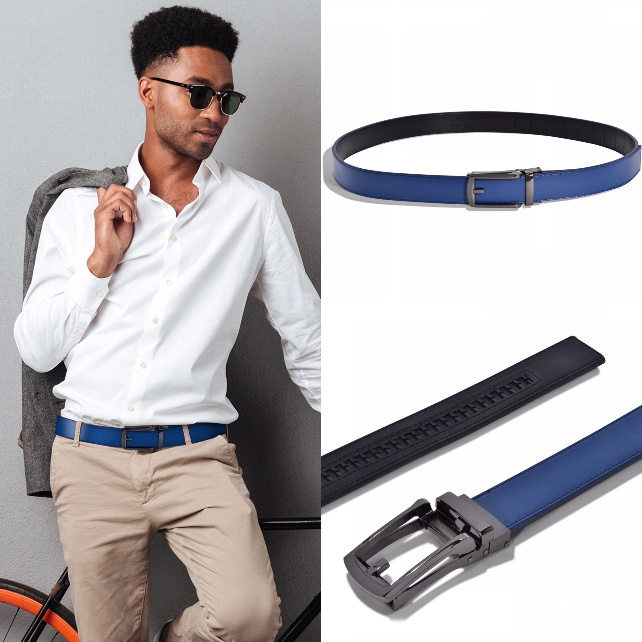 2-Pack: Carlo Fellini Men's Ratchet Belt Genuine Leather Belt Sale Cheapest Pice