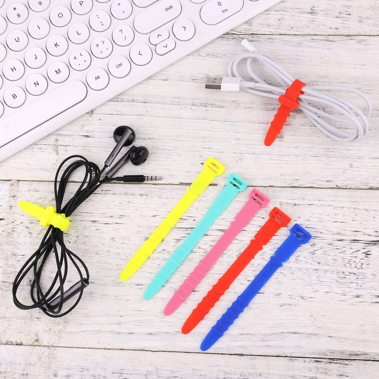 10-Pieces: 4.5 Inch Reusable Wire Ties Cord Organizer Straps Elastic Silicone Cord Organizer Sale Online Online