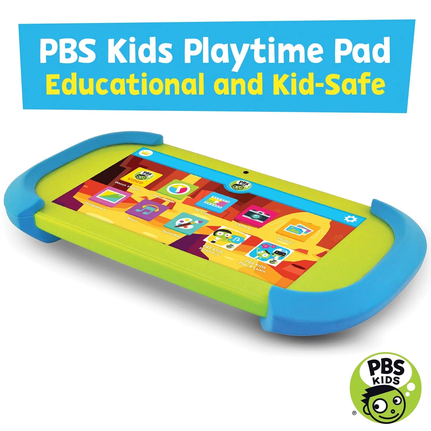 PBS KIDS PBKRWM5410 KIDS 7 HD PBS Kids Playtime Pad Kid Safe Tablet - Wifi Ready 16GB Storage Bluetooth, Front and Back Camera (Green) 100% Authentic Sale Online