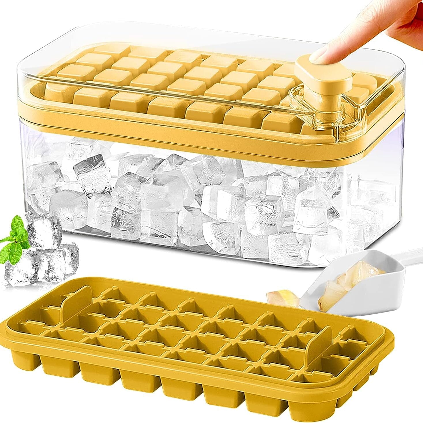 101oz. Ice Cube Tray Set - 64 Pcs Silicone Ice Cube Tray With Lid & Bin Newest For Sale